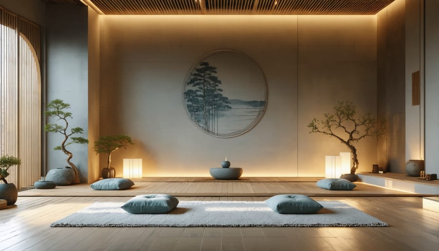 Luxurious wellness room with mood lighting and comfortable seating for relaxation